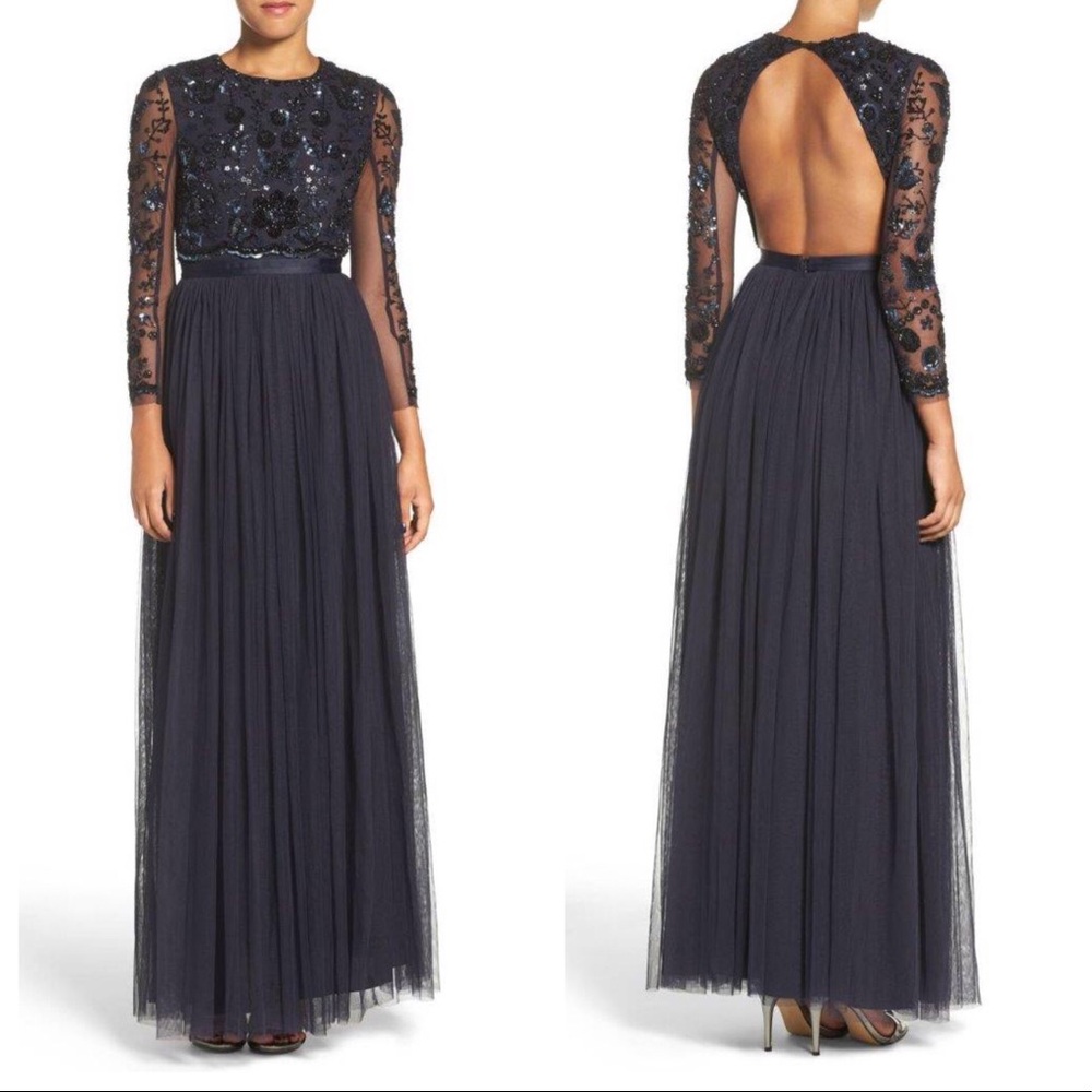 NWT Needle & Thread Embellished Butterfly Gown said 4 - contemporary fit